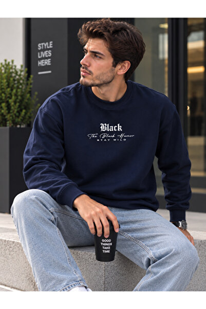 ENB1R MODA Unisex Crew Neck Minimal Patterned Sweatshirt Comfortable Fit Mode...
