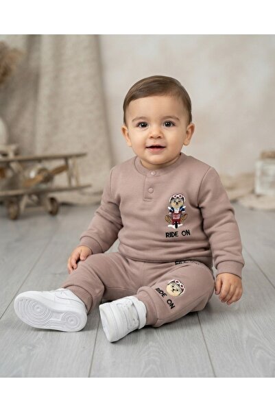 Ege Bebek Erkek Bebek Kışlık 3 İplik Şardonlu Ride On Baskılı 6-9-12-18-24 Ay...