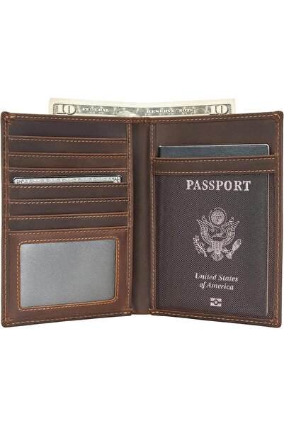 EXCEFORE Luxury RFID Blocking Leather Passport Holder, Travel Wallet Cover Ca...