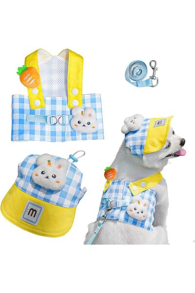 SYOSI Dog Harness and Leash Set with Hat, No-Pull Soft Mesh Step-In Puppy Ves...