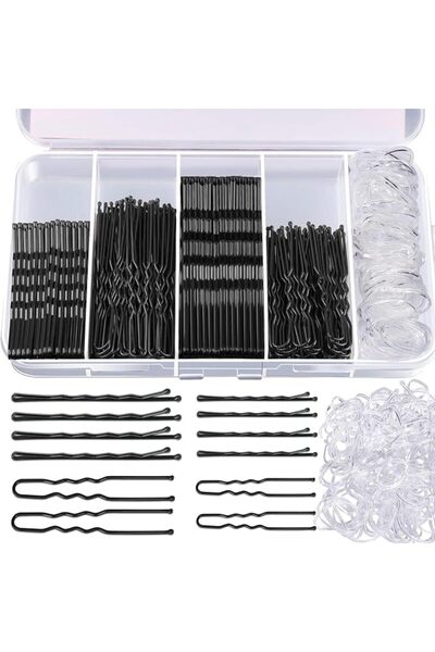 Tazweeq 300 Pcs Hair Pins & Bobby Pins Set, Clear Hair Bands, Metal U-Shaped ...