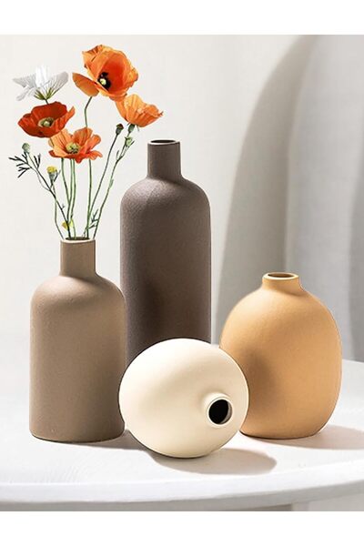 GENERAL Ceramic Vases Set of 4, Boho Flower Vase Home Decor for Pampas Grass ...