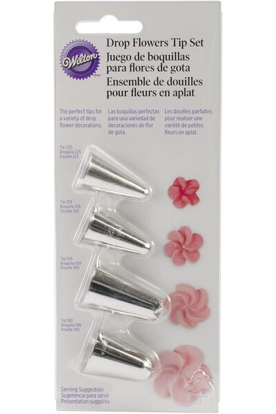 John Wilton Wilton Drop Flower Decorating Piping Tip Set, 4 Piece Set, Grey