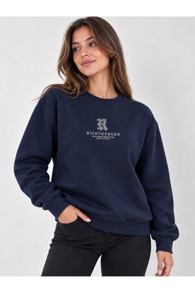 ENB1R MODA Unisex Crew Neck Minimal Patterned Sweatshirt Comfortable Fit Mode...