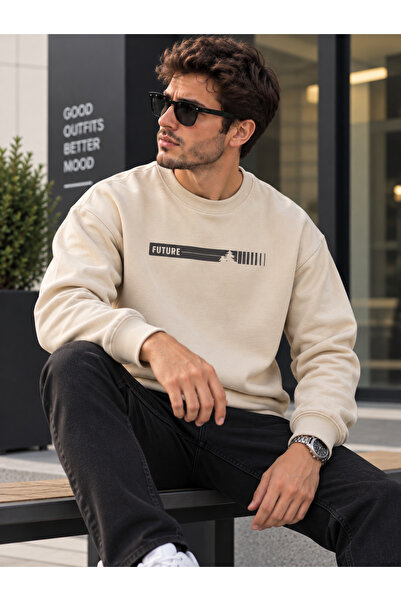 ENB1R MODA Unisex Crew Neck Minimal Patterned Sweatshirt Comfortable Fit Mode...