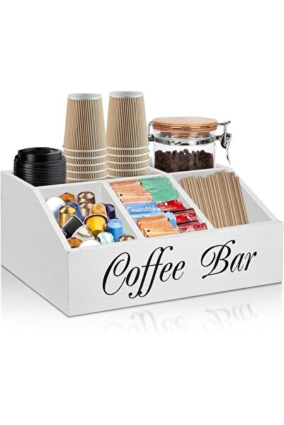 Generic Coffee Station Organizer for Counter, Wood Pods Holder Storage Basket...