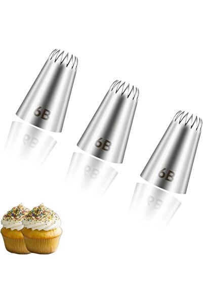 Generic 3pcs 6B Piping Tips Set for Buttercream, Icing, Cake & Cupcake Decora...