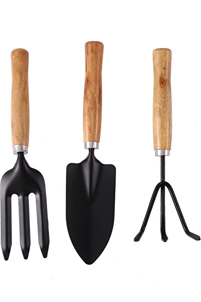 Lawazim Trowel With Wood Handle -3 Piece- Corrosion Resistant Hand Fork Hand ...