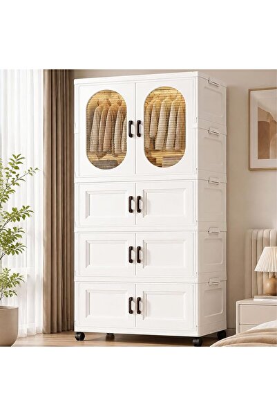 WAMIT 70cm Extra Wide Foldable Plastic Wardrobe - No-Assembly Portable Closet...