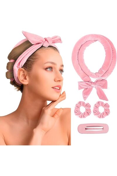 X SPRING عصابة رأس لتجعيد الشعر بدون حرارة، مجموعة من 4 بكرات شعر بدون حرارة ...