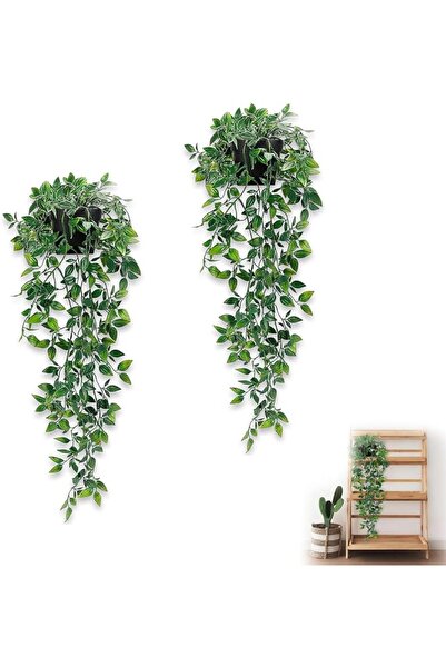 KASTWAVE Artificial Hanging Plants – Set of 2 Realistic Indoor/Outdoor Faux G...