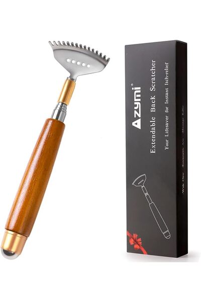 Azymi Azimi Massage Roller, Wooden and Silver, Model 1, Telescopic, Multi-Pur...