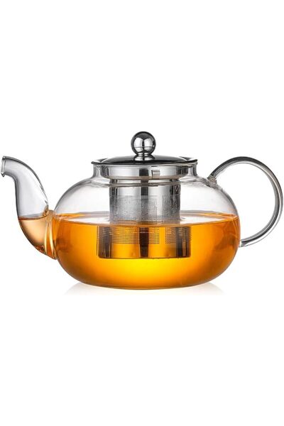 AZONEE Glass Teapot Stovetop 20 OZ/600ml, Tea Pot with Removable 18/8 Stainle...