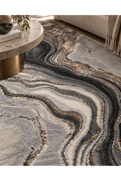 OEM Covor modern Almira Gri Negru 200 x 300 cm