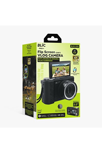 Blic 12 Dil Destekli 3" HD Katlanir Ekranli 2mp Lensli, 2500mAh Dijital Vlog ...