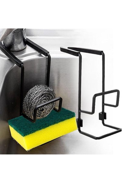 ELECDON Clip-on Sponge Holder for Kitchen Sink Faucet, Black Sink Caddy Organ...