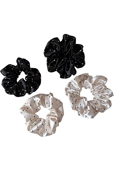MaiJin 4Pcs Polka dot Hair Ties for Women Ponytail Holder Premium Satin Soft ...