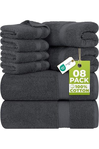 Utopia Towels Premium 8 Piece Towel Set (Grey) - 2 Bath Towels, 2 Hand Towels...