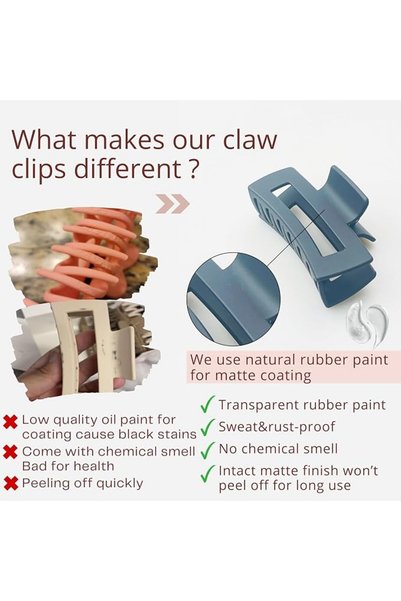 GENERAL Parfane 4.3" Large Hair Claw Clips 3.5" Square Hair Clips for Women Hair Styling Tools 8Pcs Set Matte