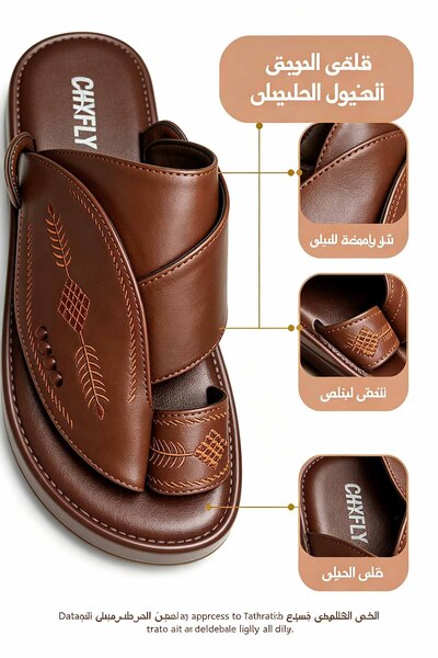 Amity Footwear KSA شباشب رجالية جلد مريحة صناعة سعودية بدون رباط | تطريز يدوي...