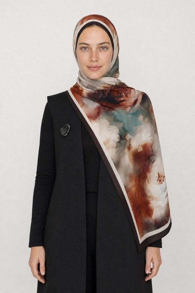 Mooncorn Noir Desen Hebei Silk Shawl