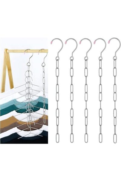 Yelajoy Saving Hangers, 5 Pack with 10 Slots Vertical Foldable Metal Hanger, ...