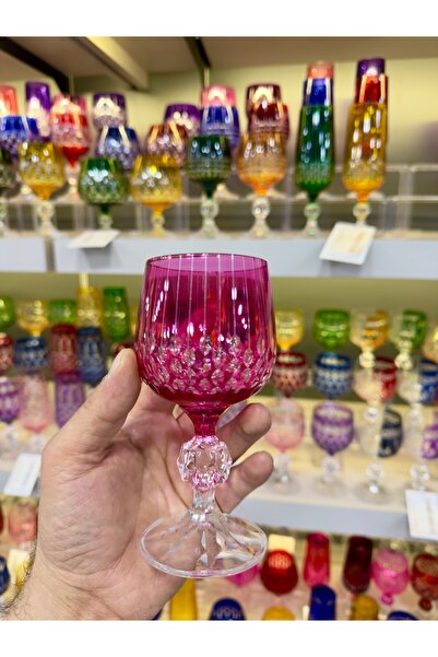 Vakıf home Renkli Ayaklı El İşi Kristal Kahve Yanı Su Bardağı 150 ml 1 Adet