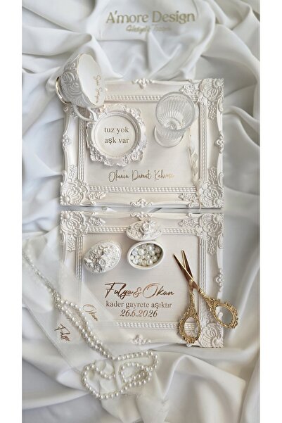A'more Design Sedefli Vintage Nişan Tepsisi, Söz Tepsisi, Kişiye Özel Nişan T...