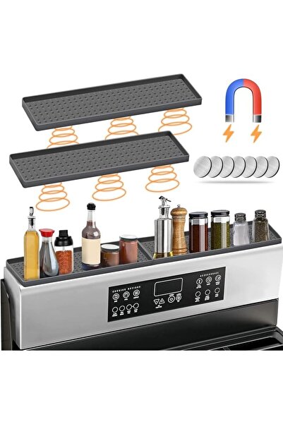 Yelajoy 30 Inch Silicone Magnetic Stove Top Shelf, Kitchen Shelf Over Stove S...