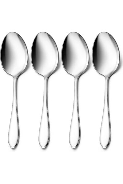 GENERAL Stainless Steel Serving Spoons, E-far 4-Piece Metal Solid Spoons Host...