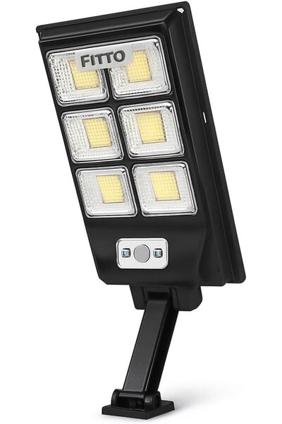 fitto مصباح شارع يعمل بالطاقة الشمسية - كشاف LED شمسي بقوة 150 واط، مزود بمست...
