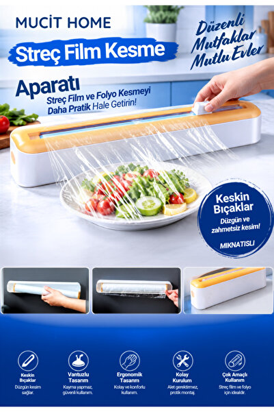 mucit home Streç Film Kesme Aparatı Streç Film Kesici Buzdolabı Folyo Kesme Streç Film Kesici