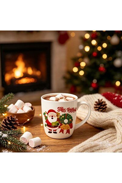 idei Christmas product, 380ml ceramic mug gift set with spoon and festive dec...