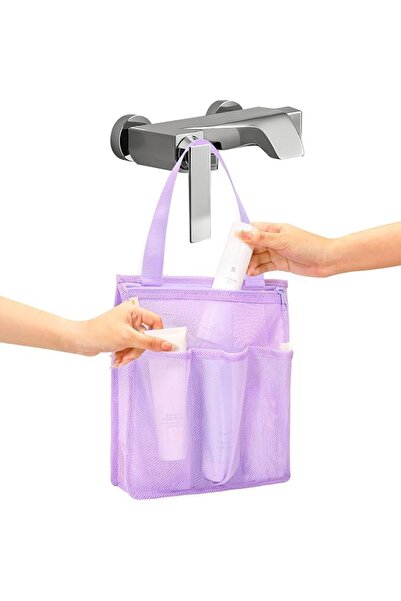 Yelajoy Portable Shower Caddy, Purple Bathroom Organizer Bag, Hanging Toiletr...