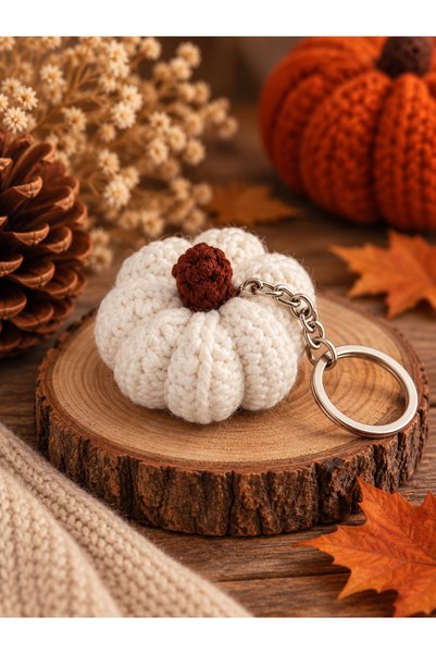 SevseHobi Hubush Handmade Knitted Tiny Pumpkin Keychain and Bag Ornament – Autumn Collection