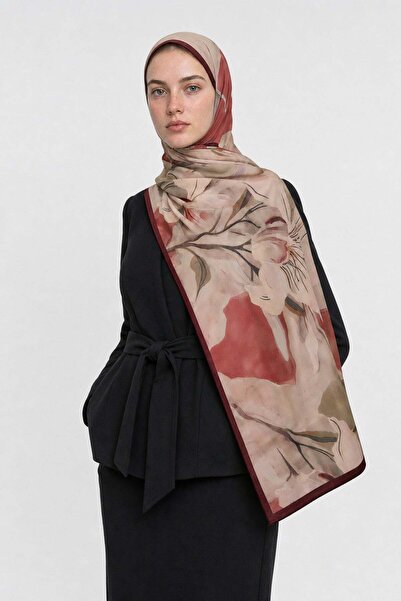 Mooncorn شال حرير هبي بنمط روج
