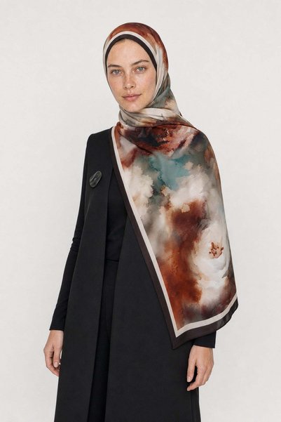 Mooncorn Noir Desen Hebei Silk Shawl