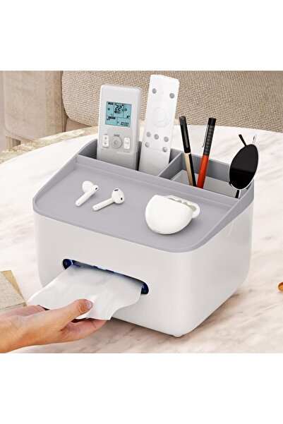 ALMEKAQUZ Rectangular Tissue Storage Box with Remote Control Holder