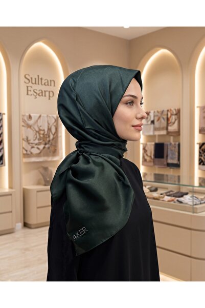 Aker Crystal Scarf - Solid Color - with Stone Embellishment Logo - 954 - Emer...