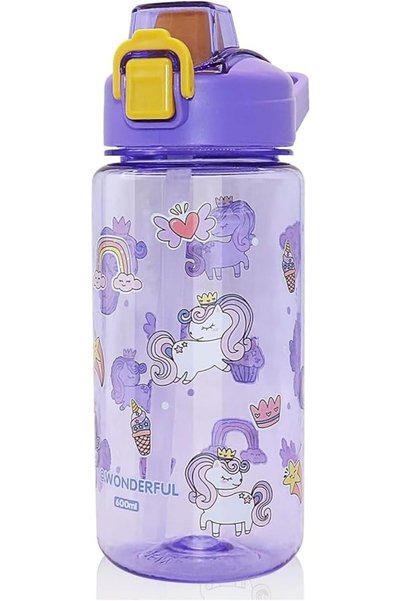 AZONEE Azonee Children's Water Bottles with Straw, 600ml Leak-Proof and Bpa-F...