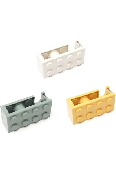 Tazweeq 3 Pcs Desktop Tape Dispenser, Building Block Stacking Creative Adhesi...