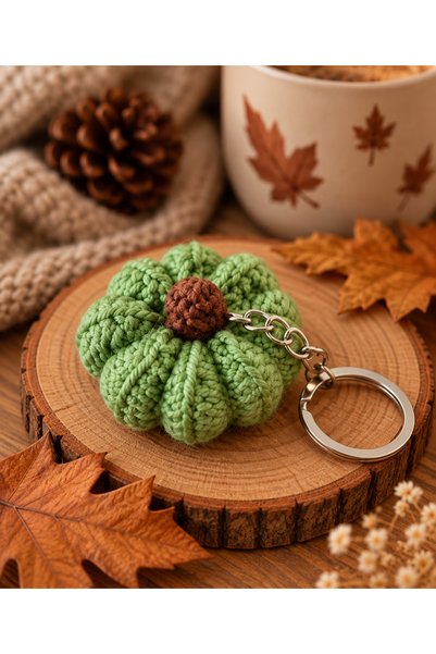 SevseHobi Hubush Handmade Knitted Tiny Pumpkin Keychain and Bag Ornament – Autumn Collection