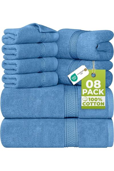 Utopia Towels طقم مناشف من 8 قطع - 2 منشفة استحمام، 2 منشفة يد و4 مناشف صغيرة...