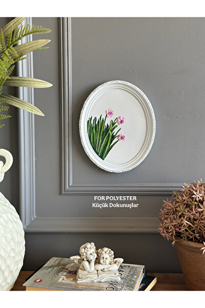 FOR POLYESTER Küçük Dokunuşlar Dekoratif Flowers Duvar Aksesuarı Oval Pano Bi...