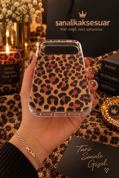sanalikaksesuar Elegant Phone Case with Leopard Pattern, Compatible with iPho...