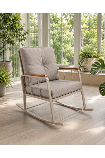 LİLACAM DESİGN Metal İskeletli Konfor Sallanan Sandalye - Bahçe, Balkon ve Ev...