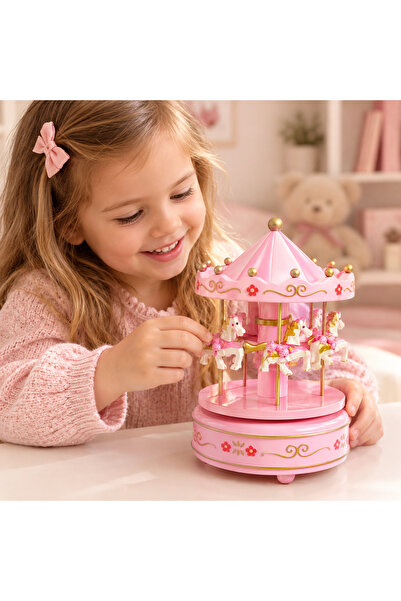 Genel Markalar Pink Carousel Music Box – Pembe Atlı Karınca Müzik Kutusu