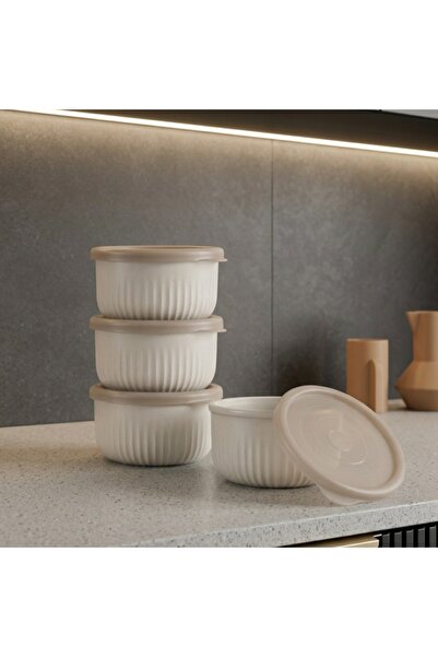 Madame Coco Lucca 4-Piece Storage Container Set - Beige - 10 cm