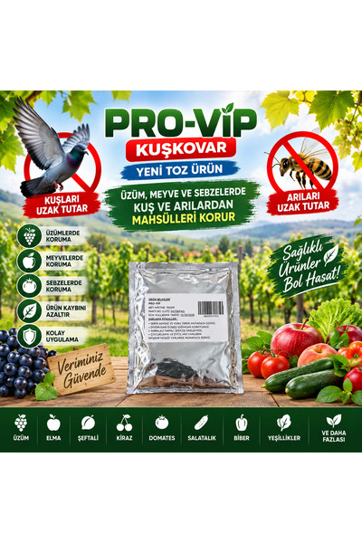 PRO-VİP Kuş ve Arı Kovucu 100GR Toz-Üzüm Meyve Sebze Mahsül Koruyucu