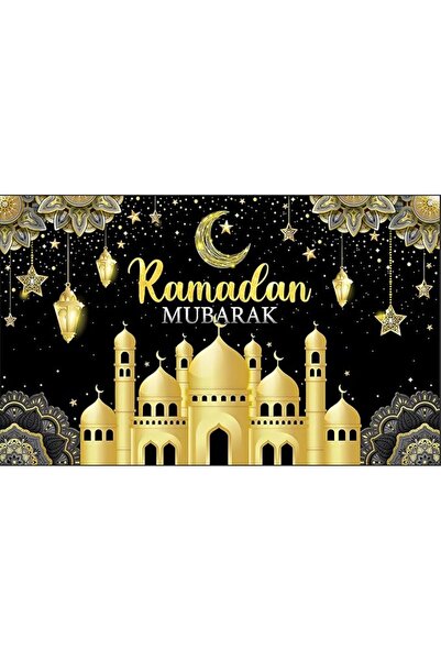 Generic خلفية رمضان مبارك بحجم 110×180 سم، لافتة مع قلعة وهلال القمر